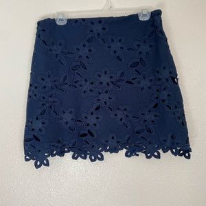 Abercrombie Navy Blue Floral Eyelet Shirt